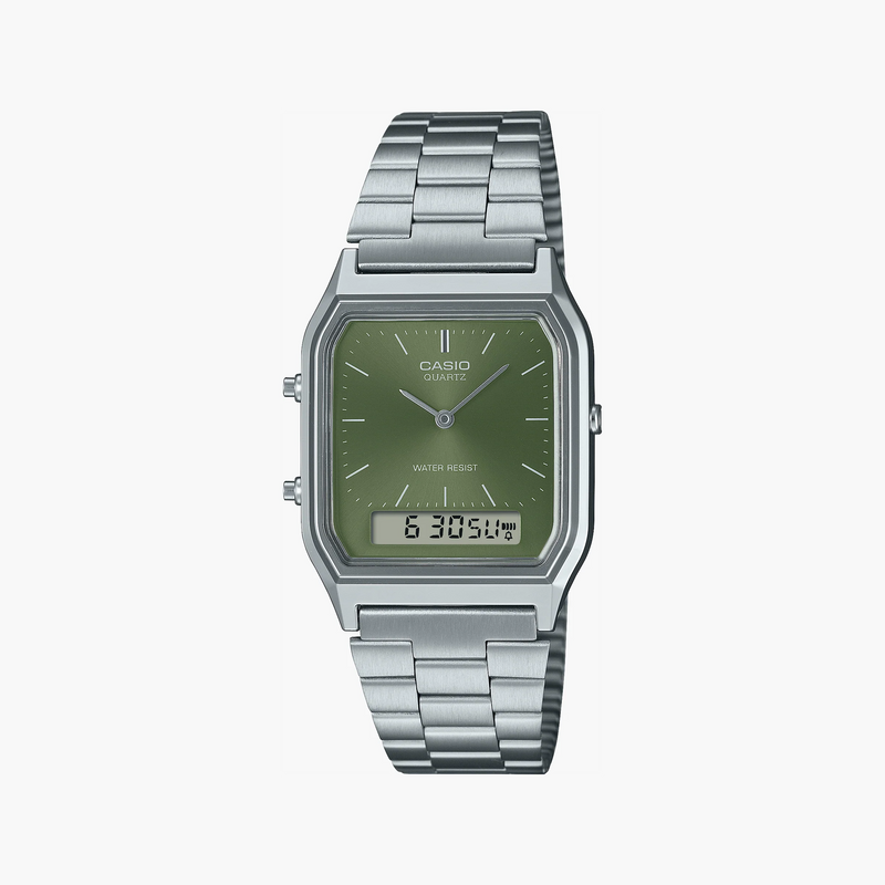 Casio Unisex Stainless Steel, Dark Green Sunray Dial | Aq-230a-3amqyes by i-watch