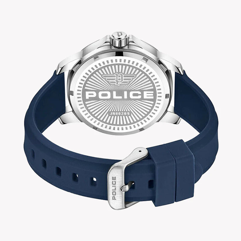 Police Men's Silver Stainless Steel, Blue Silicone | Pewjn0020901 by i-watch
