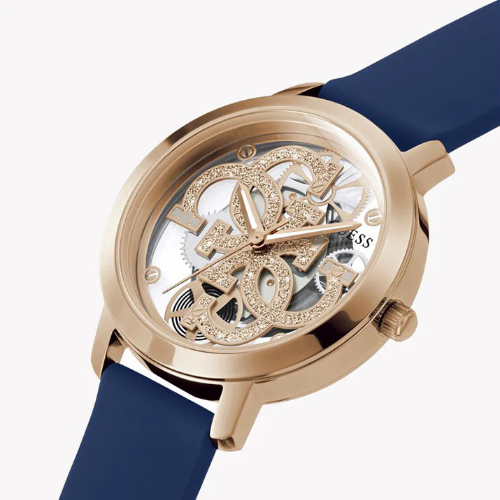 Guess Women's Rose Gold Watch, Blue Silicone Band | Gw0452l1 by i-watch
