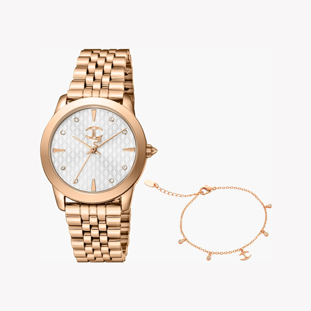 JUST CAVALLI Women's Watch with Rose Gold Stainless Steel Case and Rose Gold Stainless Steel Band