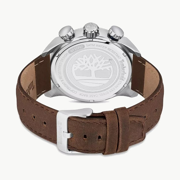 Timberland Men's Silver & Brown Leather Watch, Blue Dial | Tdwgf2200703 by i-watch