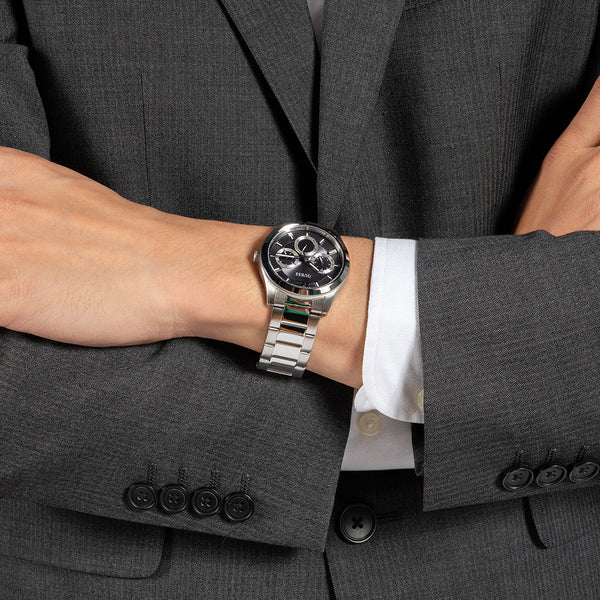 Guess Men's Silver Stainless Steel Watch, Black Dial | Gw0707g1 by i-watch