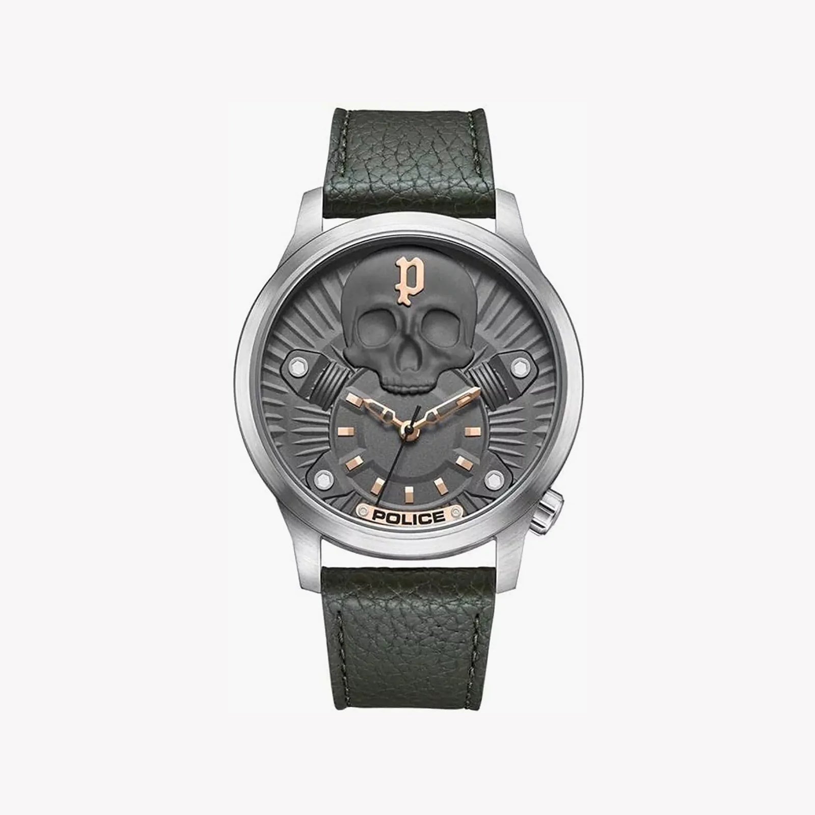 Police Men's Silver Stainless Steel, Black Leather | Pewja2227703 by i-watch
