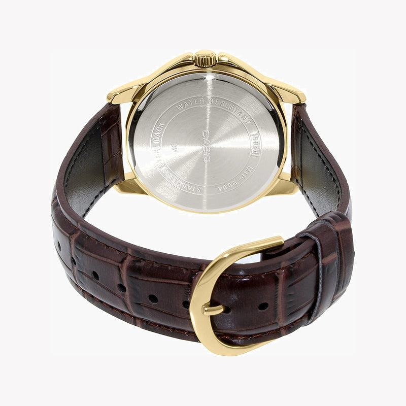 Casio Men's Gold Stainless Steel Watch, Brown Leather Band | Mtp-V004gl-9aud by i-watch