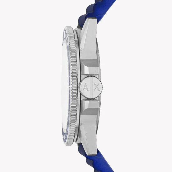 Armani Exchange Men's Silver & Blue Silicone Watch | Ax1859 by i-watch