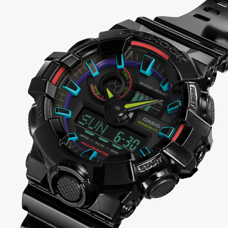 G-Shock Men's Black Resin Watch, Digital Dial | Ga-700rgb-1adr by i-watch