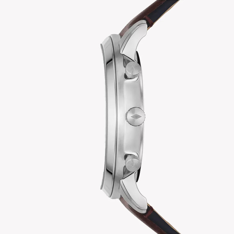 Fossil Men's Silver/Brown Watch, Blue Dial | Fs6018set by i-watch