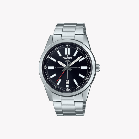 Casio MTP-VD02D-1E analoge silberne Herrenuhr