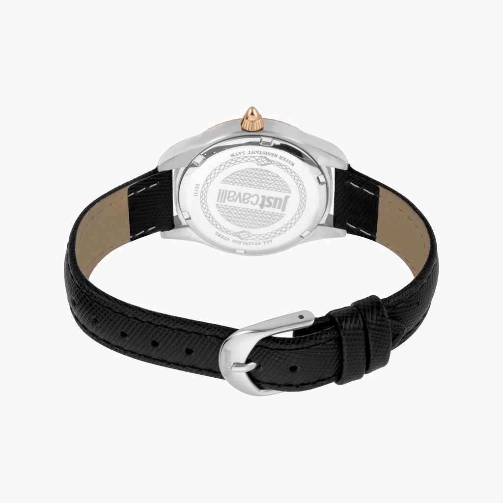 JUST CAVALLI Women's Watch with Silver Stainless Steel Case and Black Leather Band-i-Watch-4