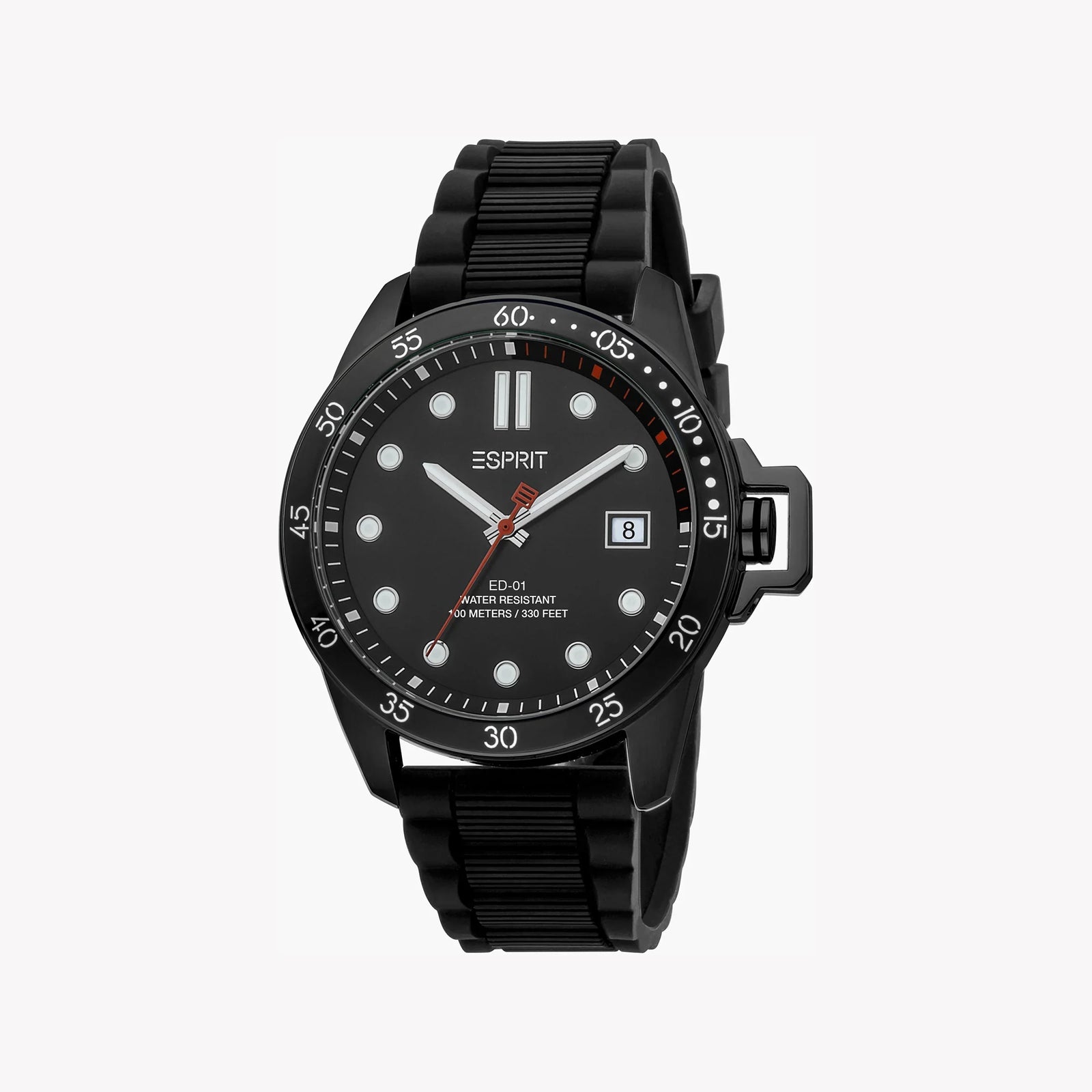 Esprit Men's Black Rubber Watch, Black Dial | Es1g061m0035 by i-watch