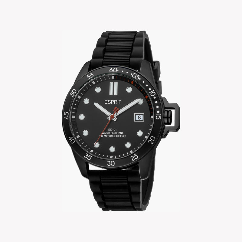 Esprit Men's Black Rubber Watch, Black Dial | Es1g061m0035 by i-watch