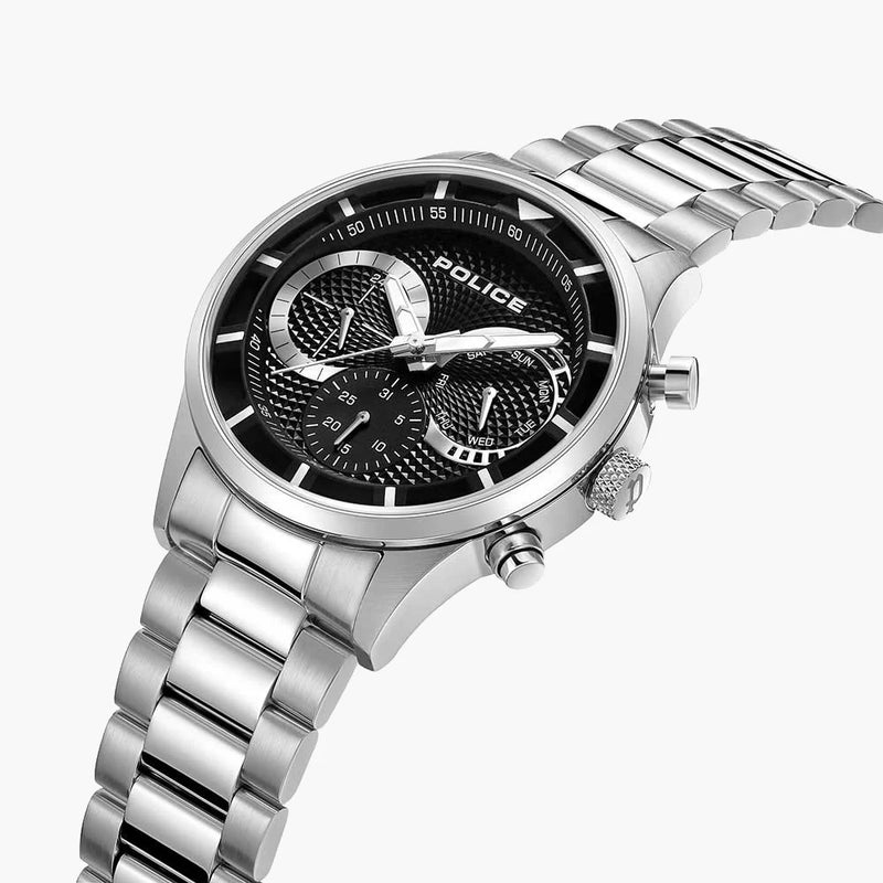 Police Watches Men's Silver Stainless Steel, Black Dial | Pewgk0040303 by i-watch