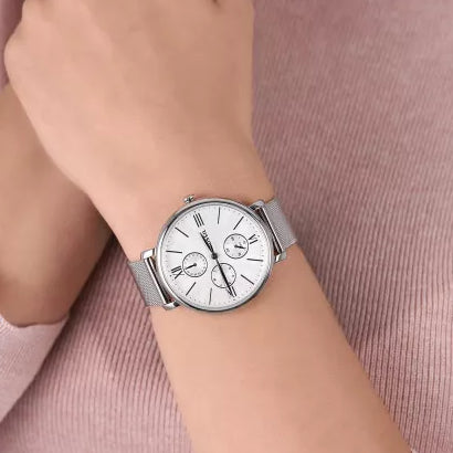 FOSSIL ES5099 - TIMELESS ELEGANCE WOMEN'S WATCH WITH SILVER MESH BAND AND WHITE DIAL-i-Watch-4