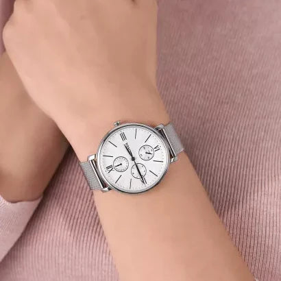 Fossil Women's Silver Mesh Watch, White Dial | Es5099 by i-watch