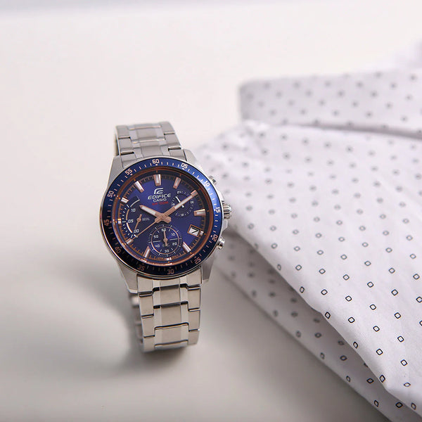 Edifice Efv-540d-1a2vudf - Sporty Elegance Men's Watch With Blue Dial & Stainless Steel Bracelet by i-watch