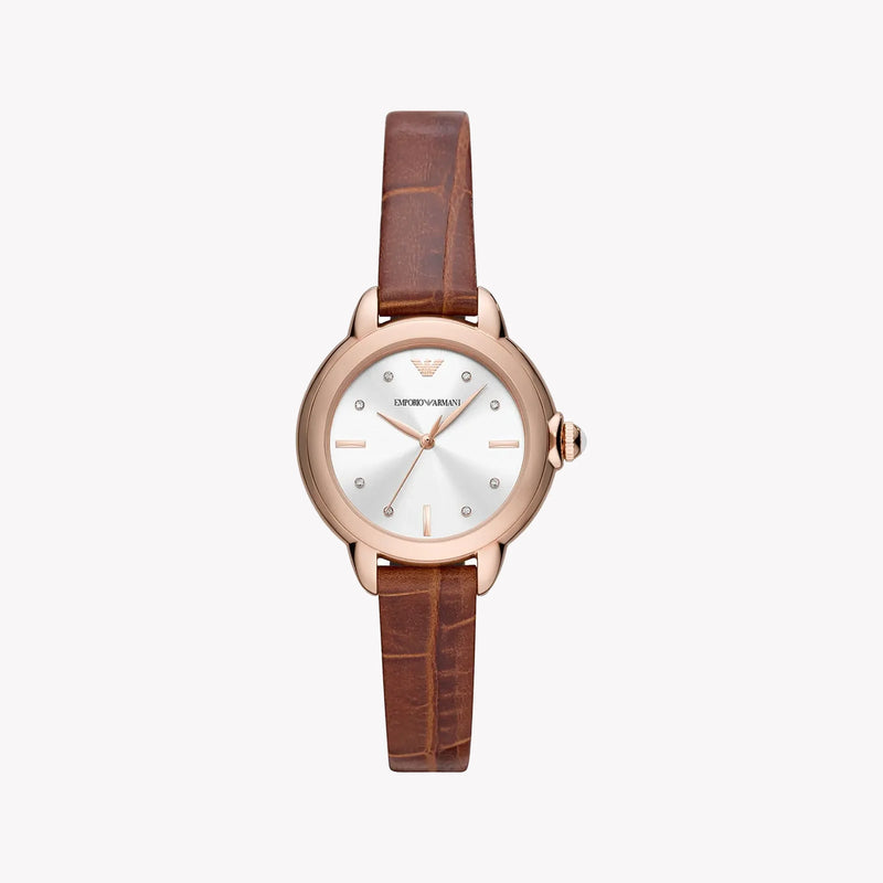 Emporio Armani Women's Rose Gold Watch, Brown Leather | Ar11525 by i-watch