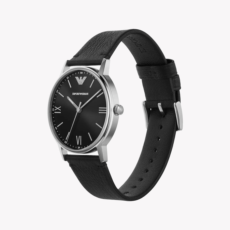 Emporio Armani Men's Silver Stainless Steel, Black Leather | Ar11013 by i-watch