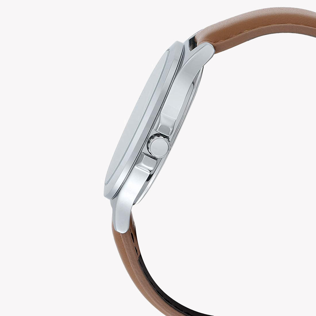 CASIO MTP-V300L-1A3UDF - SPORTY ELEGANCE - MEN'S STAINLESS STEEL WATCH WITH BLACK DIAL & BROWN LEATHER BAND-i-Watch-3