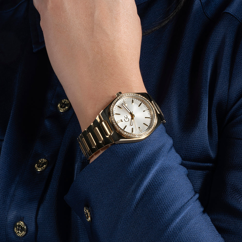 GUESS COLLECTION Z38002L1MF - GOLDEN RADIANCE: ELEGANT WOMEN'S WATCH with White Dial & Luxe Stainless Steel Band-i-Watch-5