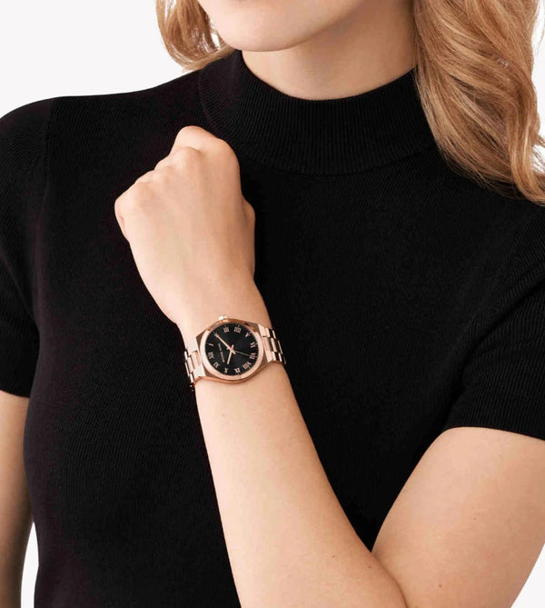 Michael Kors Women's Rose Gold Watch, Black Dial | Mk7392 by i-watch