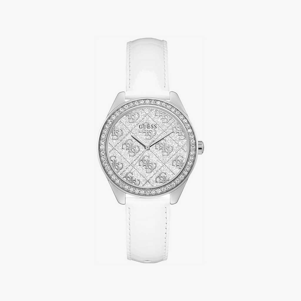 GUESS GW0098L1 SLEEK SOPHISTICATION - ELEGANT WOMEN'S WATCH WITH WHITE LEATHER BAND