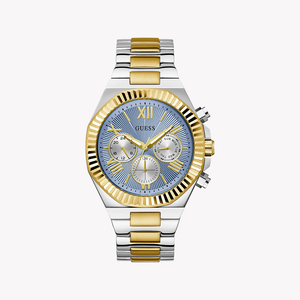 Guess Men's Gold/Silver Stainless Steel, Blue Dial | Gw0703g3 by i-watch