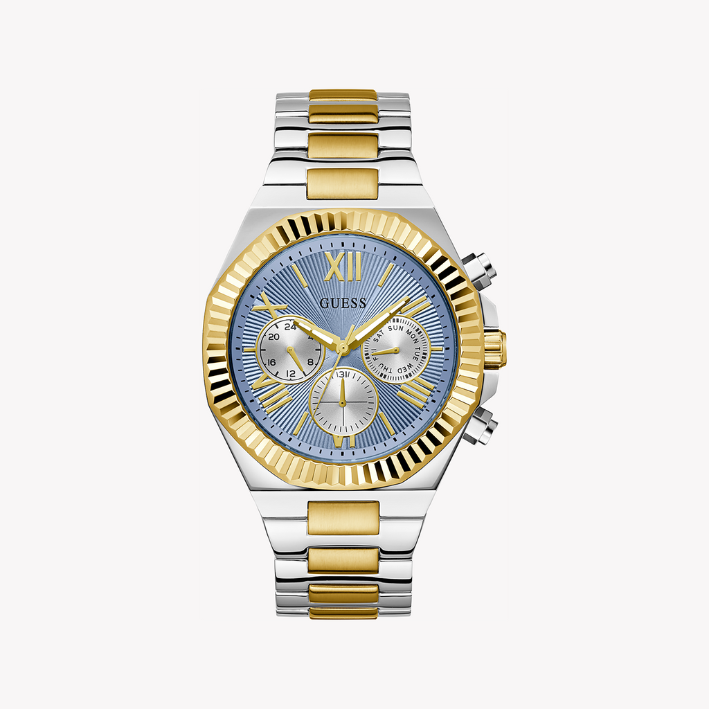 GUESS GW0703G3 - BOLD SOPHISTICATION MEN'S WATCH WITH STRIKING BLUE DIAL & LUXURIOUS GOLD/SILVER TONES