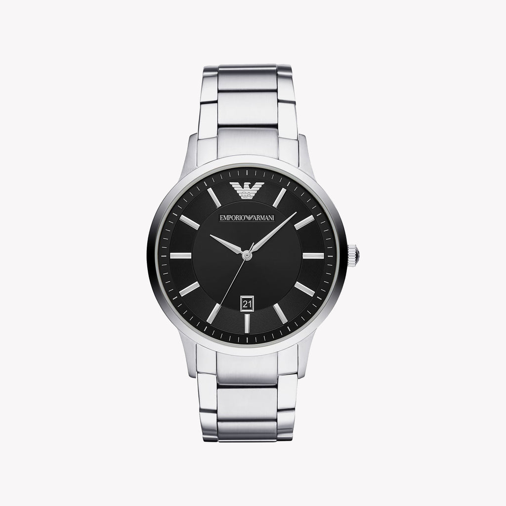 Emporio Armani AR11181 - BOLD ELEGANCE MEN'S WATCH with Silver Stainless Steel & Striking Black Dial