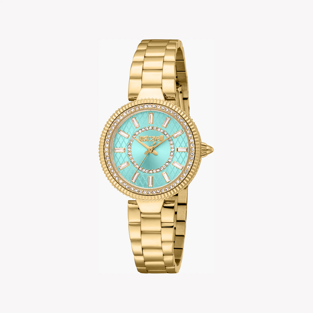 Just Cavalli Women's Gold Watch, Turquoise Dial | Jc1l308m0055 by i-watch