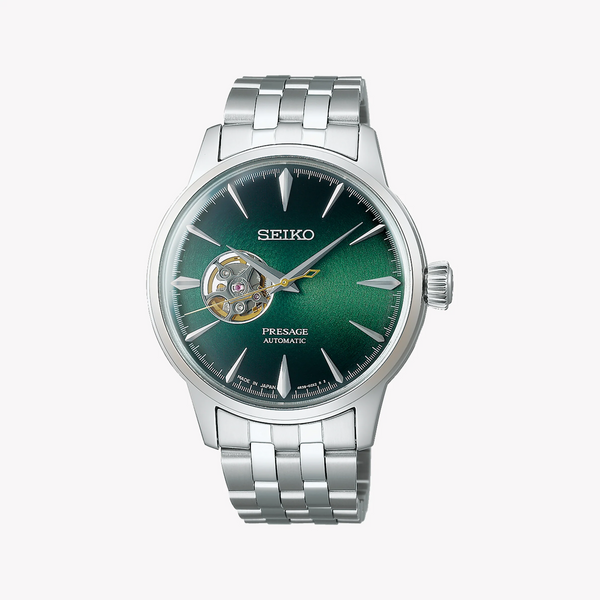 Seiko Presage Men's Silver Watch, Green Dial | Ssa441j1