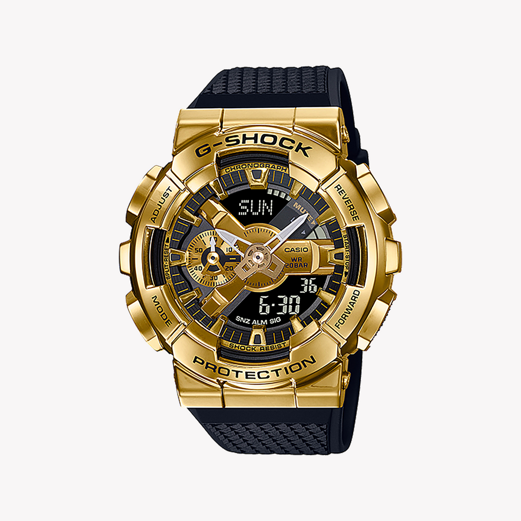 CASIO G-SHOCK GM-110G-1A9DR - BOLD GOLD ADVENTURER Men's Watch with Black Resin Band