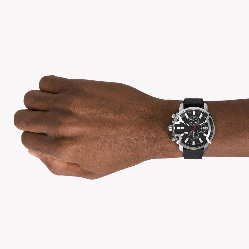 Diesel Men's Silver Stainless Steel, Black Leather | Dz4603 by i-watch