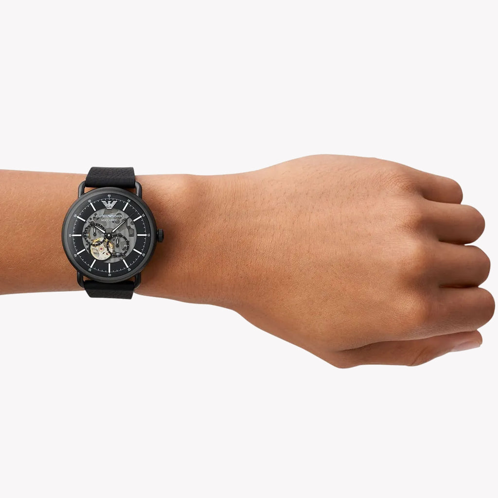 EMPORIO ARMANI AR60028 BLACK ELEGANCE - Men's Sophisticated Timepiece with Leather Band-i-Watch-4