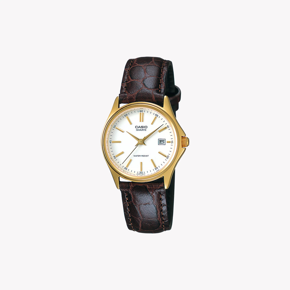 Ltp Women's Gold Brass Watch, Leather Strap | Ltp-1183q-7adf by i-watch