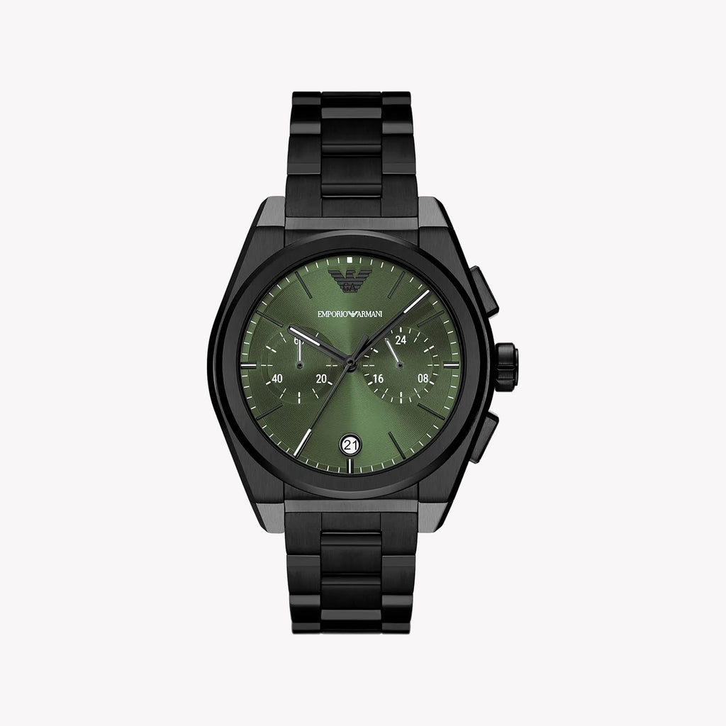 EMPORIO ARMANI AR11562 - STRIKING BLACK & GREEN DIAL MEN'S WATCH - BOLD STYLE & PERFORMANCE