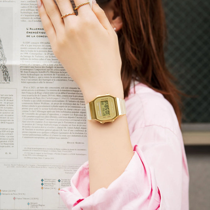Casio Unisex Gold Resin Watch, White Band | A168xesg-9adf by i-watch