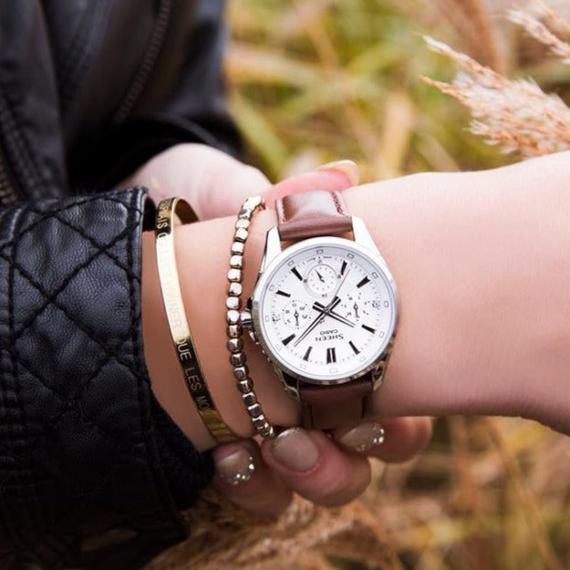 CASIO SHE-3060L-7AUDR ELEGANT ADVENTURER - STYLISH WOMEN'S WATCH WITH LEATHER BAND AND WHITE DIAL-i-Watch-2