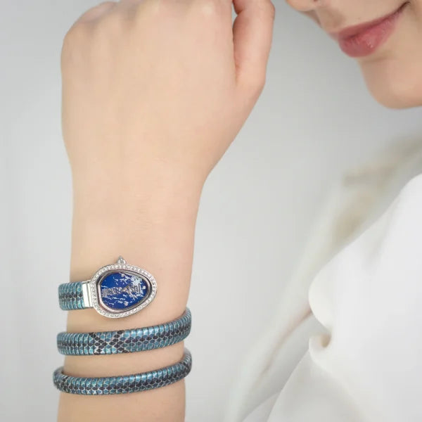 JUST CAVALLI Women's Watch with Silver Stainless Steel Case and Silver & Baby Blue & Black Stainless Steel Band-i-Watch-5