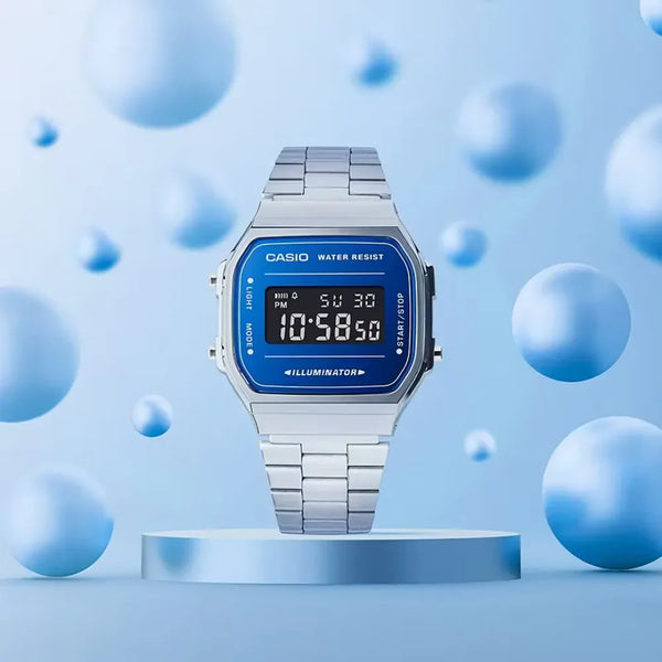 Casio Men's Metal Watch, Silver Dial | A168wem-2bef by i-watch