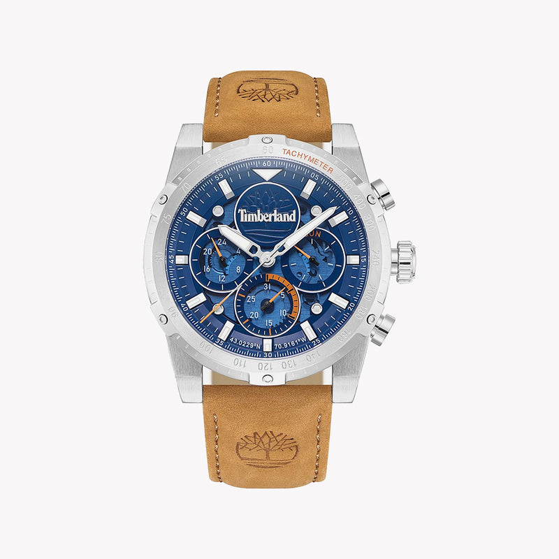 Timberland Men's Silver Stainless Steel, Brown Leather | Tdwgf0009404 by i-watch
