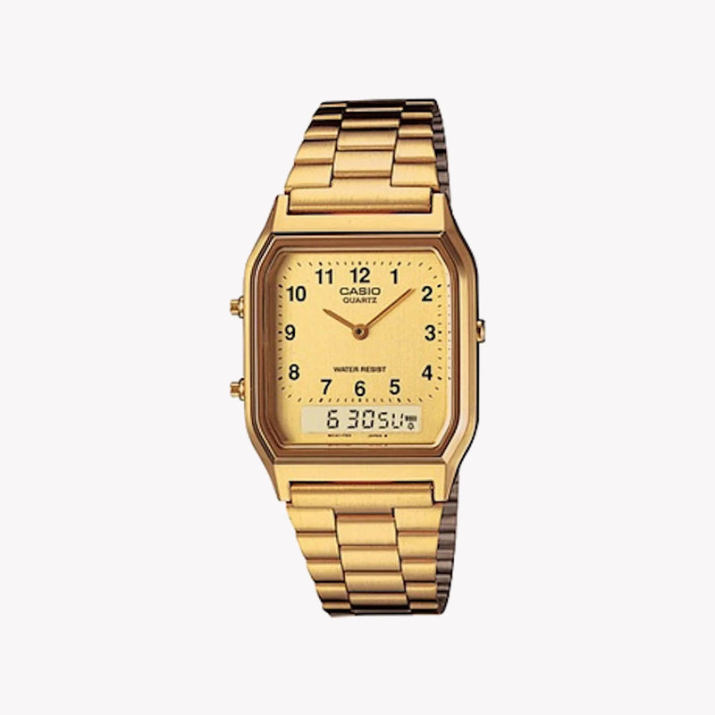 Casio Unisex Resin/Metal Watch, Gold Dial | Aq-230ga-9bmq by i-watch
