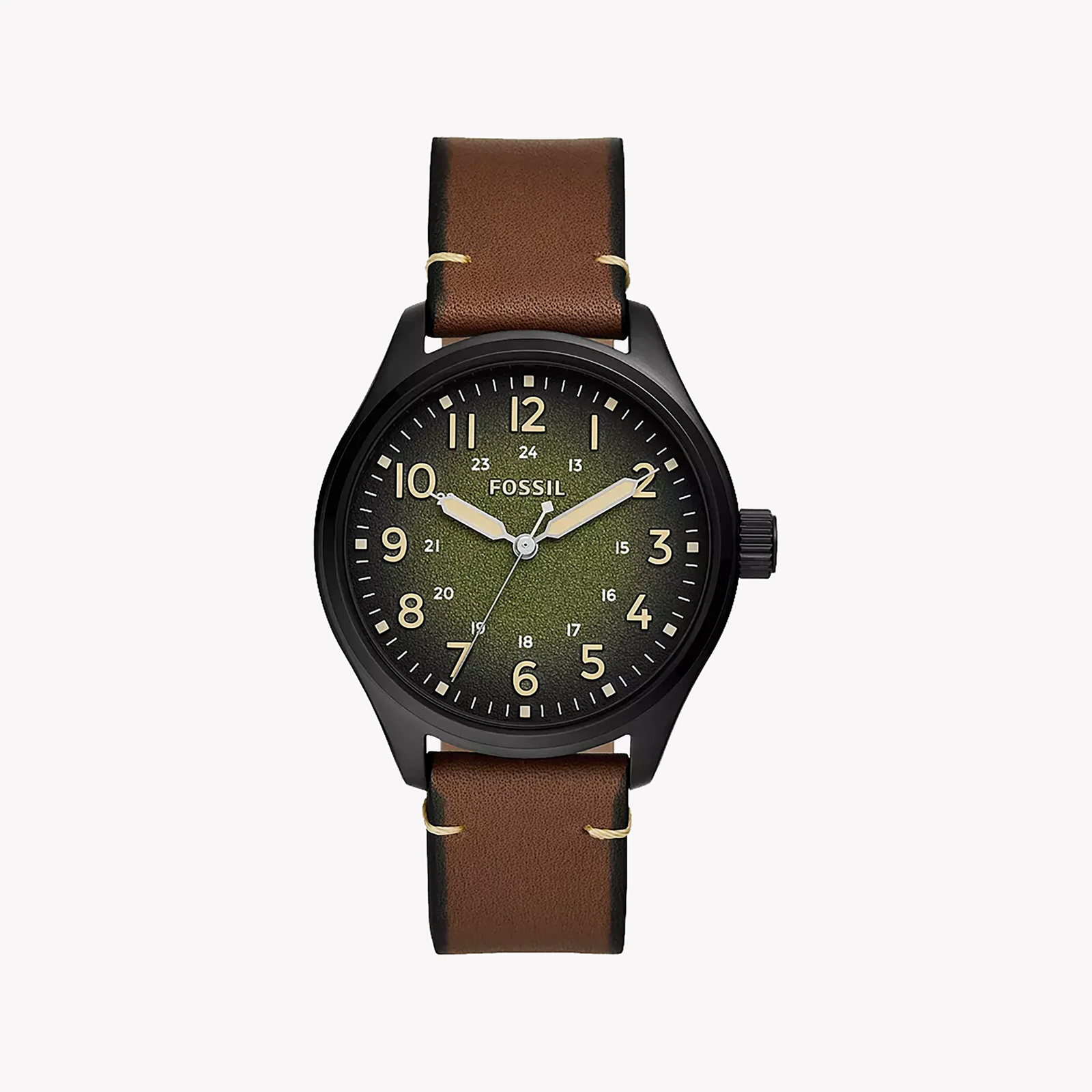 Fossil Men's Black Stainless Steel, Brown Leather | Bq2796 by i-watch