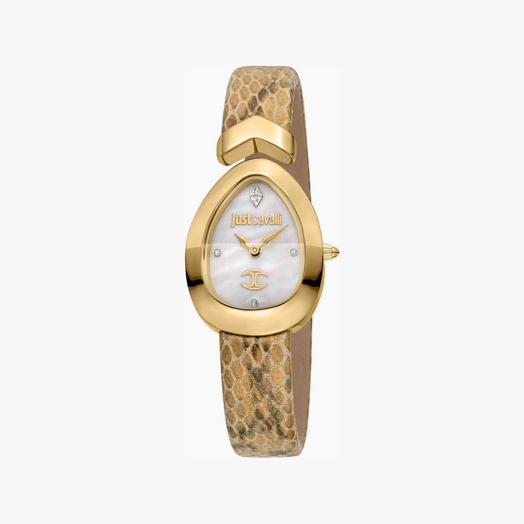 JUST CAVALLI JC1L321L0025 - ELEGANT GOLD & WHITE MOP WOMEN'S TIMEPIECE - BOLD LUXURY ON YOUR WRIST