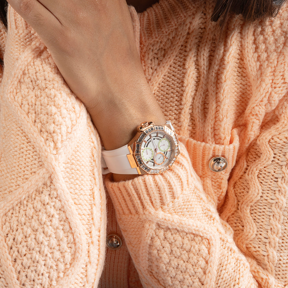 GUESS GW0695L3 ROSE GOLD CHIC - ELEGANT WHITE SILICONE WOMEN'S WATCH-i-Watch-4