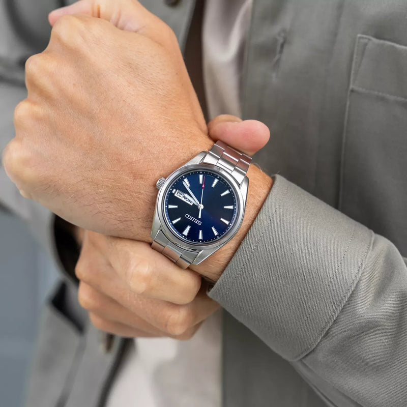 Seiko Men's Silver Stainless Steel, Blue Dial | Sur341p1 by i-watch