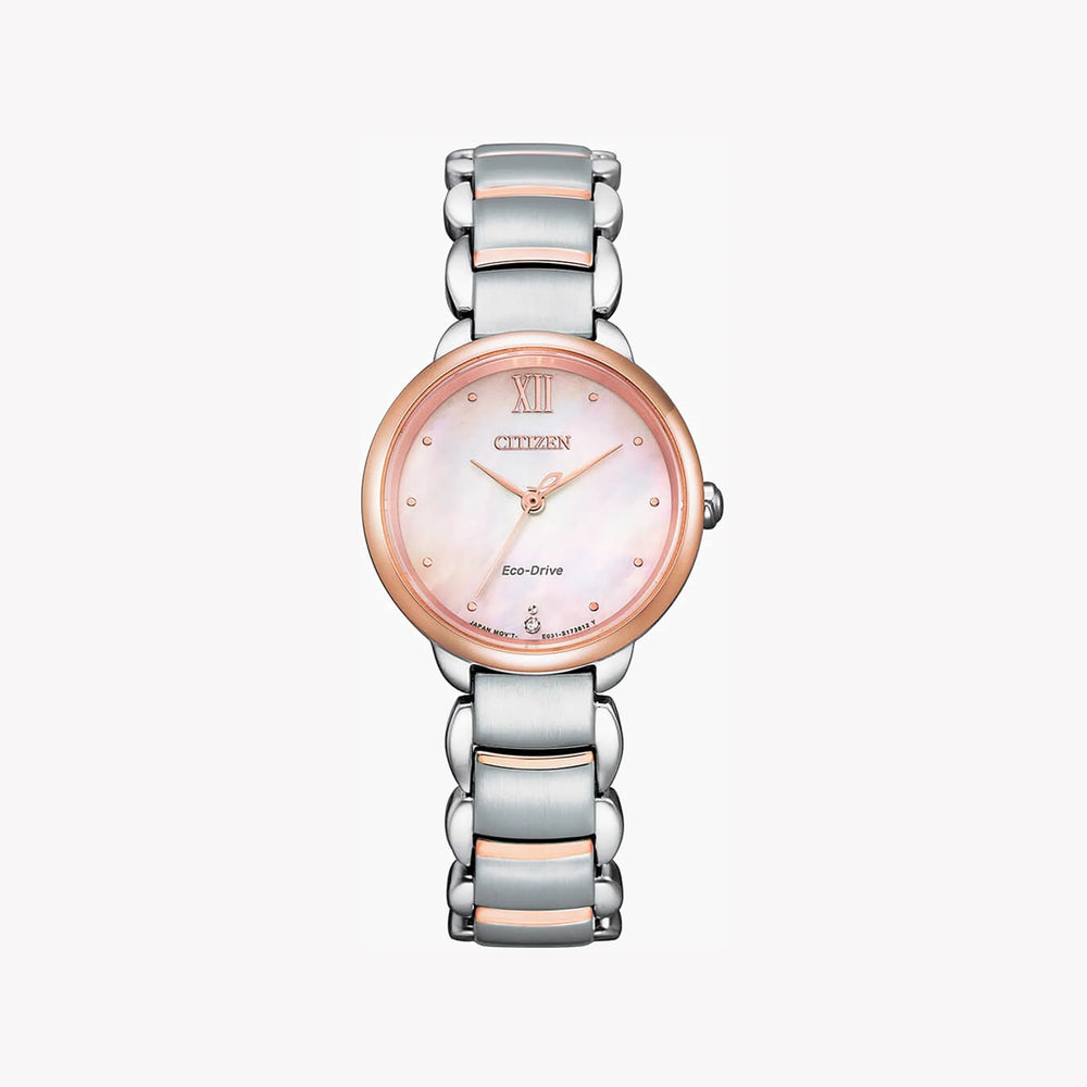 Citizen Women's Rosegold Stainless Steel Watch, Silver Band | Em0924-85y by i-watch