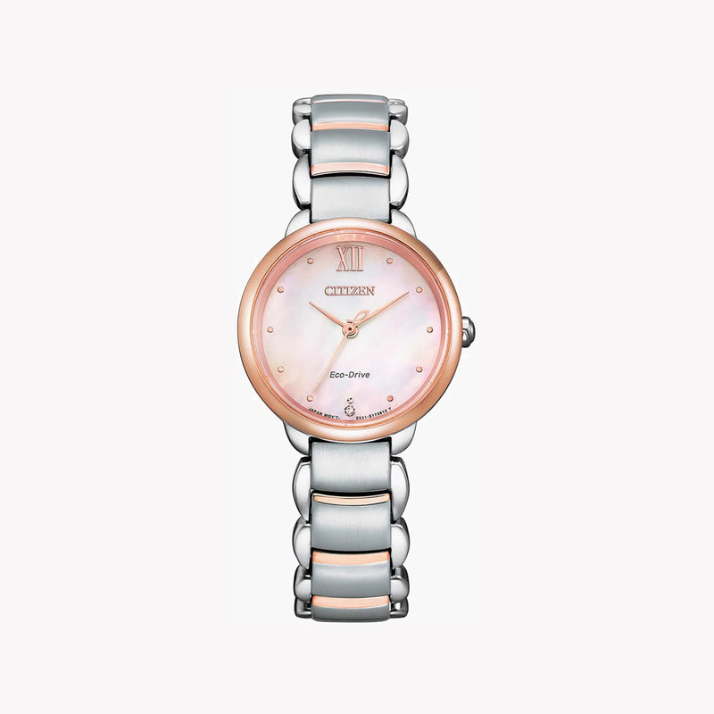 Citizen Women's Rosegold Stainless Steel Watch, Silver Band | Em0924-85y by i-watch
