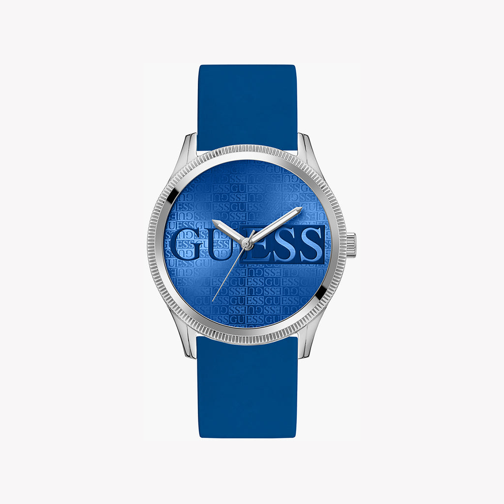 GUESS GW0726G1 STRIKING STYLE - MEN'S SILVER & BLUE QUARTZ WATCH WITH SILICONE BAND