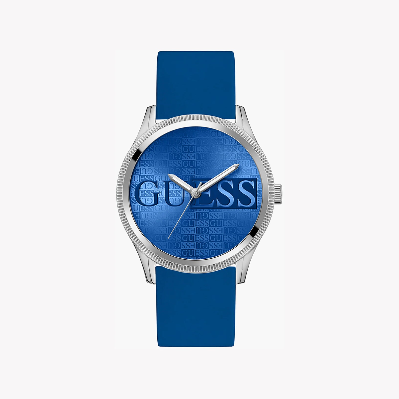 Guess Men's Silver Stainless Steel, Blue Silicone | Gw0726g1 by i-watch