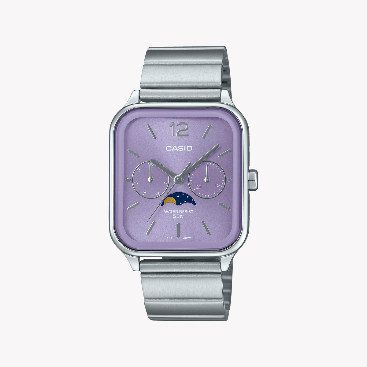 CASIO MTP-M305D-6AVDF ELEGANCE - STYLISH MEN'S WATCH WITH PURPLE DIAL & STAINLESS STEEL BAND